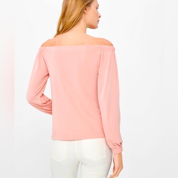 WHBM - Long Sleeve Off The Shoulder Light Pink Top - Picture 4 of 12